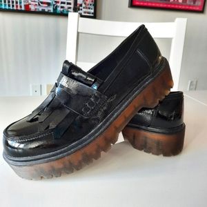 Flatform Black Patent Leather Penny Loafers, UK 5, US 7.5, EU 38, NWT, like Docs